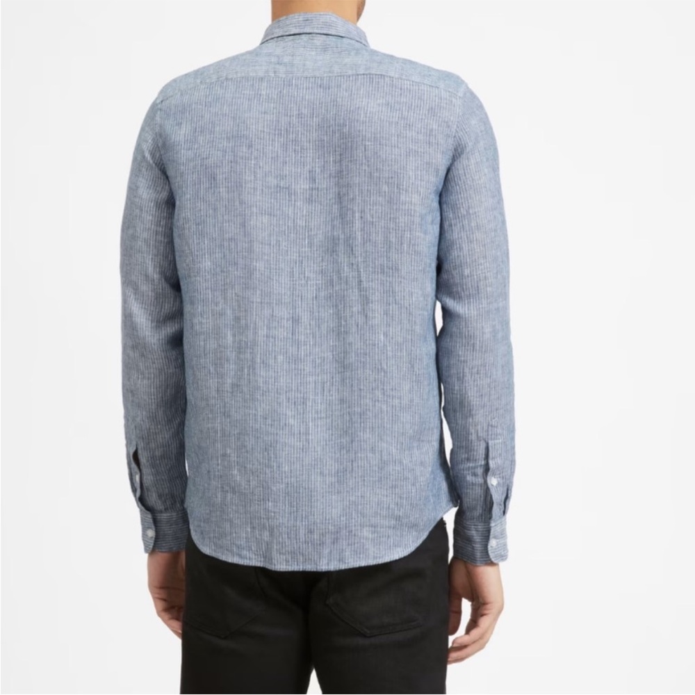 Everlane The Linen Standard Fit Shirt Men’s Size Large Pinstripe Long Sleeve - Picture 2 of 9